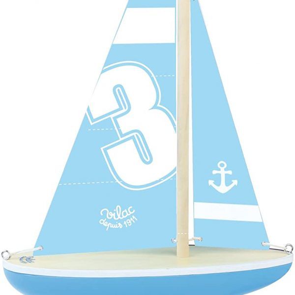 BLUE SAILING BOAT - BARCO AZUL VILAC - juguetes de madera